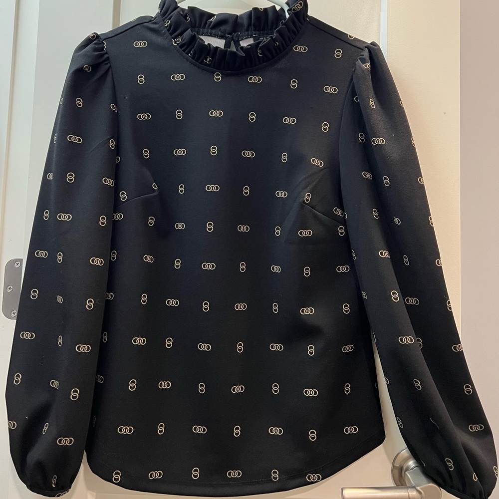 Ann Taylor Ruffle Mock Neck Top